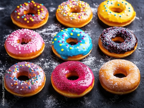 Vibrant and Colorful Glazed Donuts