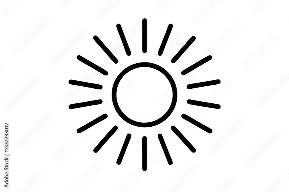 Sun or Screen Brightness Sun Line Art Icon for App
Sun or Screen Brightness Sun Line Art Icon for App