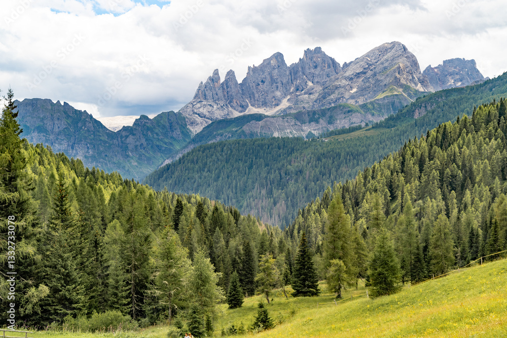 Fototapeta premium Dolomite Alps and Crystal Clear Sea Breathtaking Scenic Landscape
