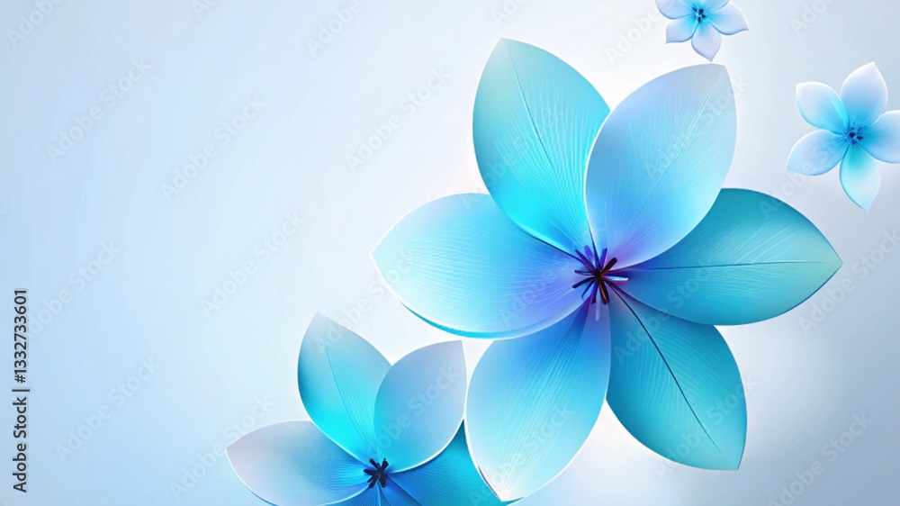 Harmony in Blue- Elegant Flowers on a Soft Background