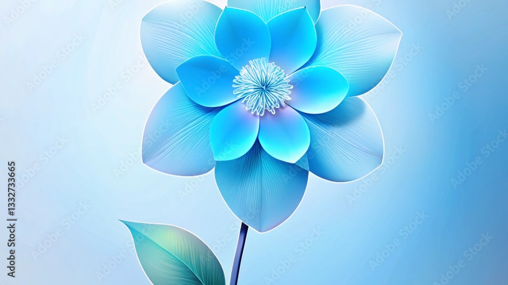 Harmony in Blue- Elegant Flowers on a Soft Background