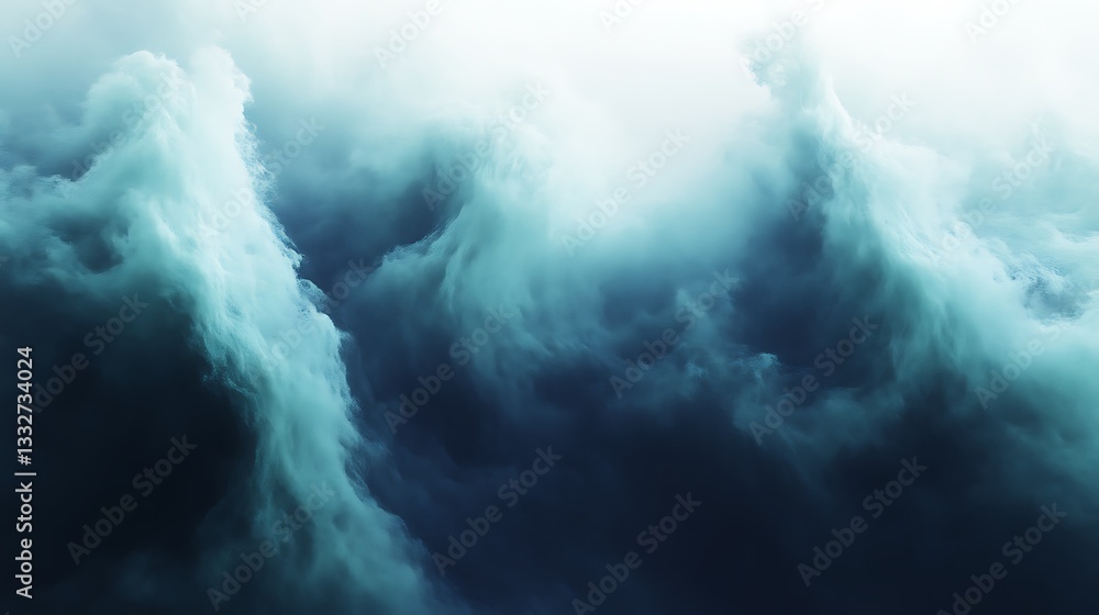 Obraz premium Abstract Teal Cloudscape Dramatic Swirling Forms