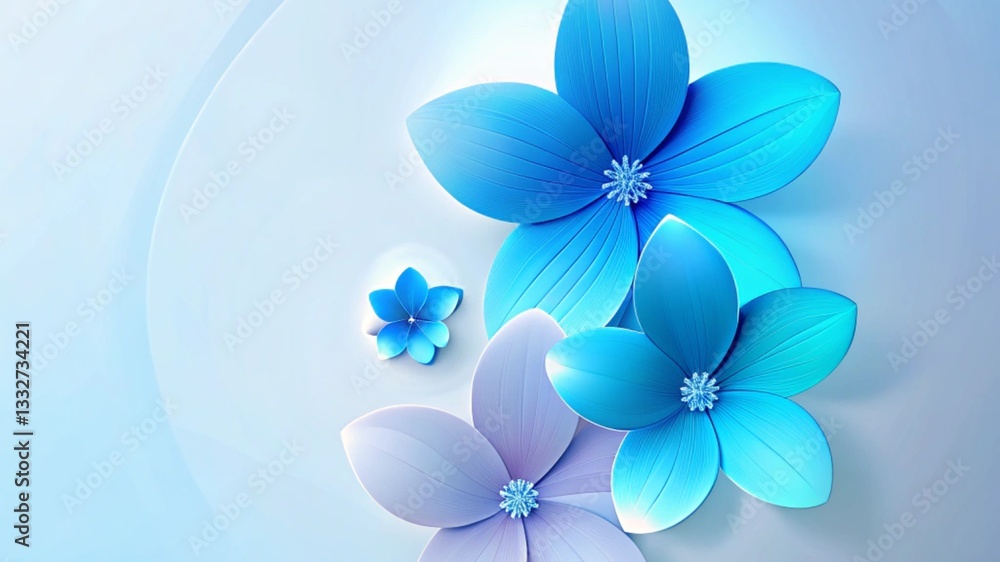 Harmony in Blue- Elegant Flowers on a Soft Background