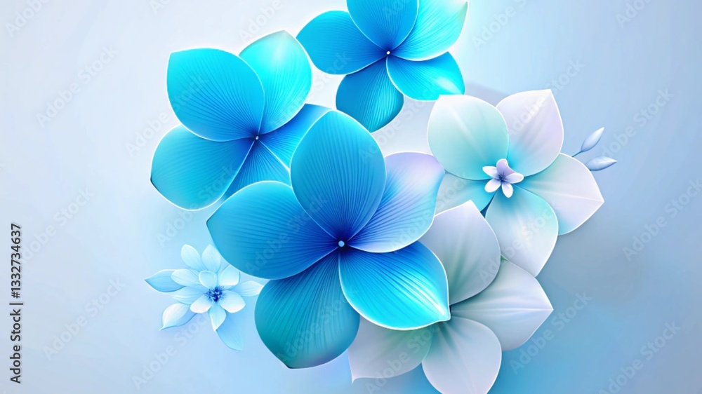 Harmony in Blue- Elegant Flowers on a Soft Background