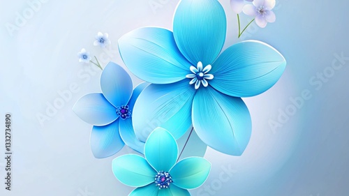 Harmony in Blue- Elegant Flowers on a Soft Background