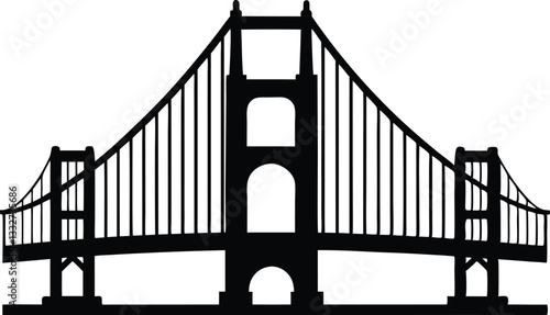 Golden gate bridge silhouette vector, Bridge silhouette vector