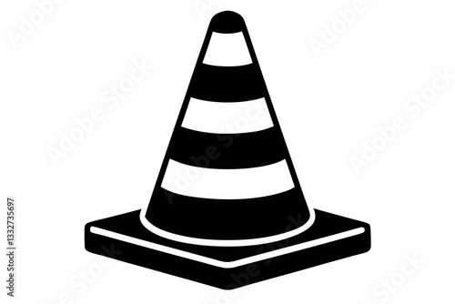 "Traffic Cone or Road Pylon Flat Vector Color Icon"

