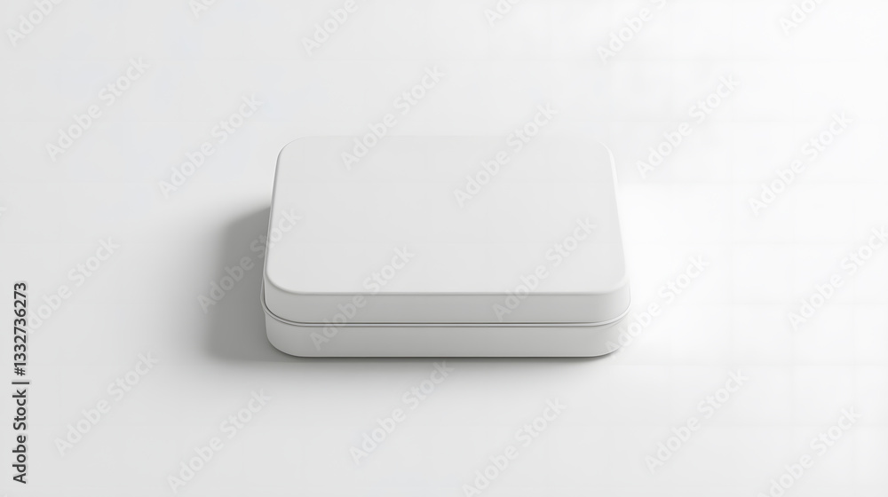 Minimalist White Square Box Mockup on White Background Minimalist White Square Box Mockup on White Background