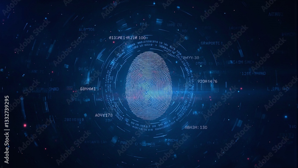 Digital fingerprint with holographic data representing security and identity Digital fingerprint with holographic data representing security and identity