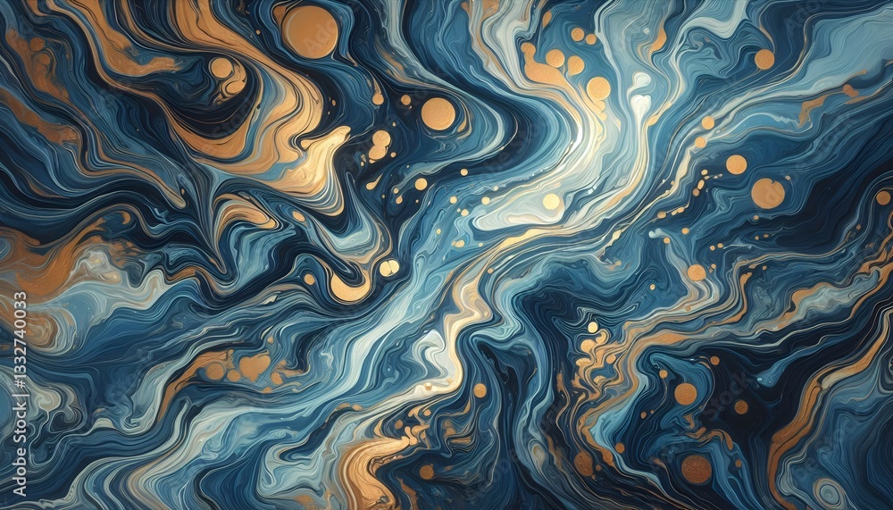 Liquid blue and molten gold abstract background, fluid acrylic painting with organic flow. Liquid blue and molten gold abstract background, fluid acrylic painting with organic flow.