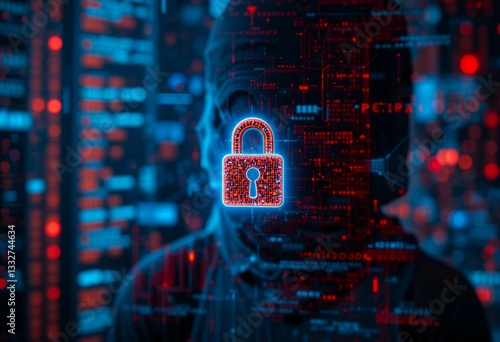A glowing digital padlock stands as a symbol of security, data protection, and online privacy