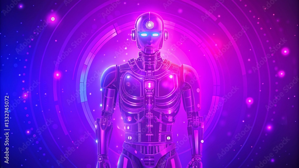 Futuristic Robot Design Featuring a Vibrant Gradient Color Scheme for a Modern and Dynamic Look