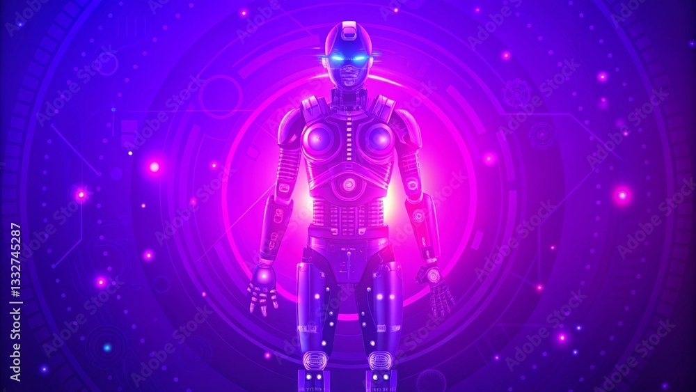 Futuristic Robot Design Featuring a Vibrant Gradient Color Scheme for a Modern and Dynamic Look