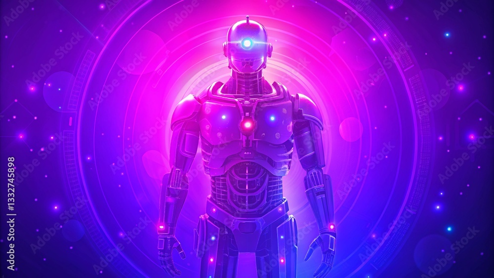 Futuristic Robot Design Featuring a Vibrant Gradient Color Scheme for a Modern and Dynamic Look