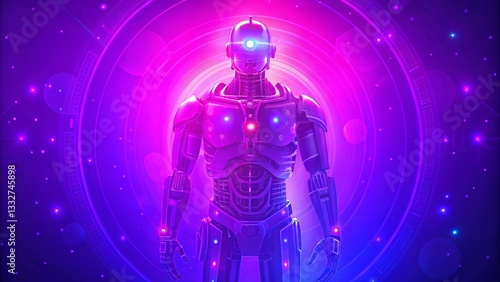 Obraz na płótnie Futuristic Robot Design Featuring a Vibrant Gradient Color Scheme for a Modern and Dynamic Look w salonie