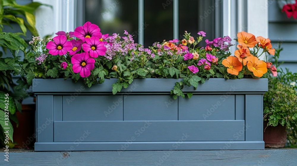 Fototapeta premium Vibrant flower box on a windowsill