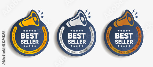 Best quality good best seller vector label gold and silver color. Good product label, logo, sticker, seal, badge, emblem, stamp