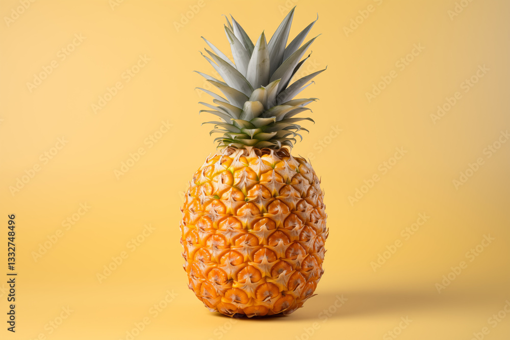 Vibrant pineapple on a yellow background, showcasing its fresh and tropical appeal, ideal for wellness, cuisine, and summer-themed visuals. Vibrant pineapple on a yellow background, showcasing its fresh and tropical appeal, ideal for wellness, cuisine, and summer-themed visuals.