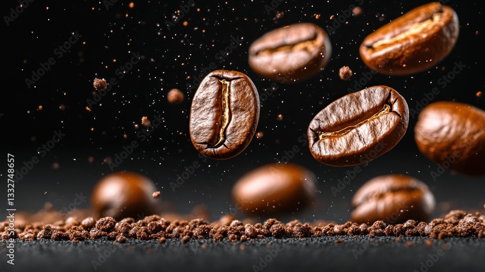 Flying Coffee Beans: A Dark Roast Symphony Flying Coffee Beans: A Dark Roast Symphony