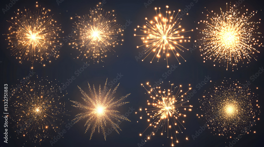 Naklejka premium Colorful sparkling fireworks display illuminating night sky in celebration