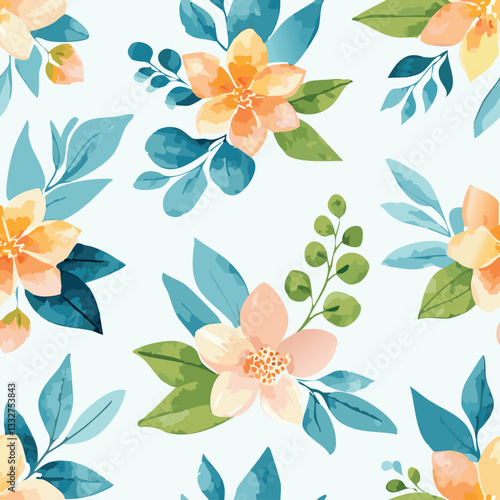 Soft Watercolor Flower Pattern .eps