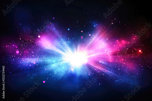 Vibrant cosmic explosion with radiant pink and blue light bursts