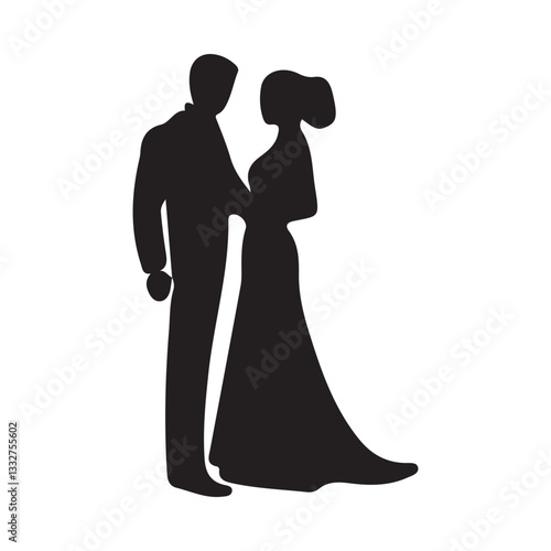 Silhouette of a bride and groom dancing at their wedding