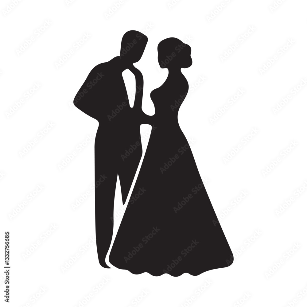 Silhouette of bride and groom dancing at their wedding Silhouette of bride and groom dancing at their wedding
