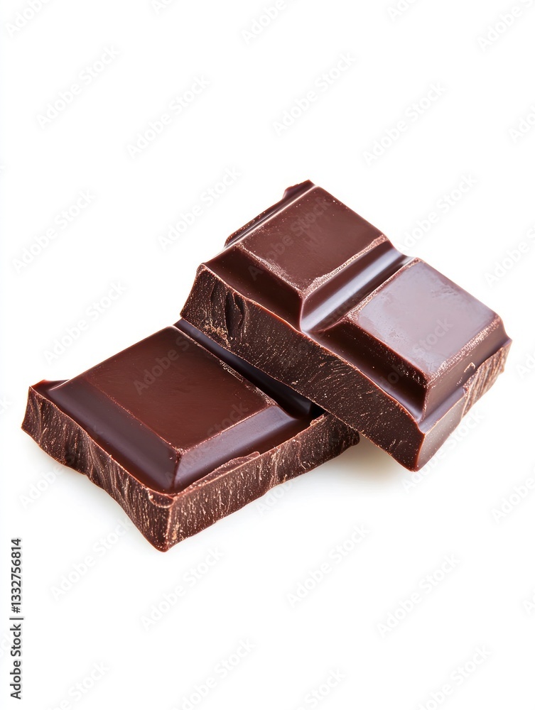 Dark Chocolate Blocks Stacked on White Background for Confectionery or Baking Dark Chocolate Blocks Stacked on White Background for Confectionery or Baking