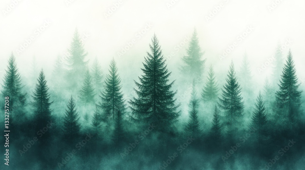 Fototapeta premium Enchanted Misty Forest: A Serene Escape into Nature's Embrace