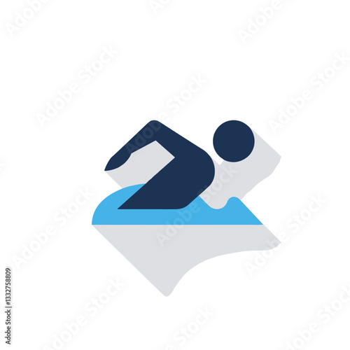 Swimming relay handoff icon, dynamic motion in a fluid design, modern style