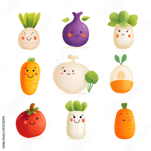 Wallpaper Mural Cute roasted vegetables with herbs character Torontodigital.ca