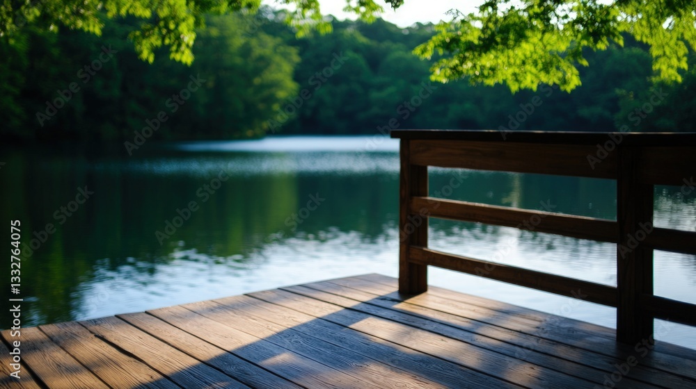 Fototapeta premium Tranquil lakefront wooden dock