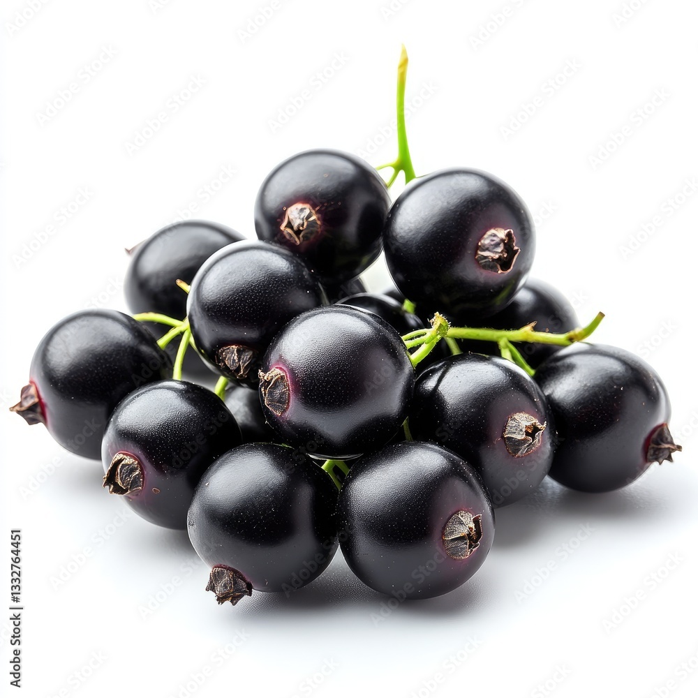 Fresh black currants cluster isolated white background Fresh black currants cluster isolated white background