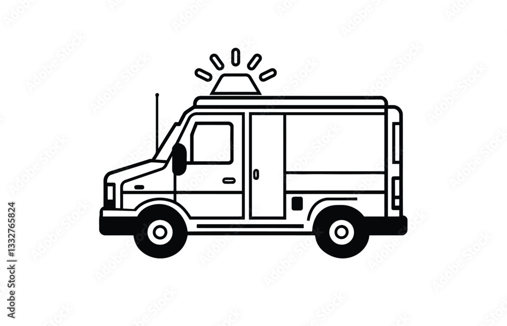 Emergency ambulance service icon And Black ambulance car icon with Ambulance Silhouette Vector Illustration. Emergency Vehicle Vector Design Emergency ambulance service icon And Black ambulance car icon with Ambulance Silhouette Vector Illustration. Emergency Vehicle Vector Design