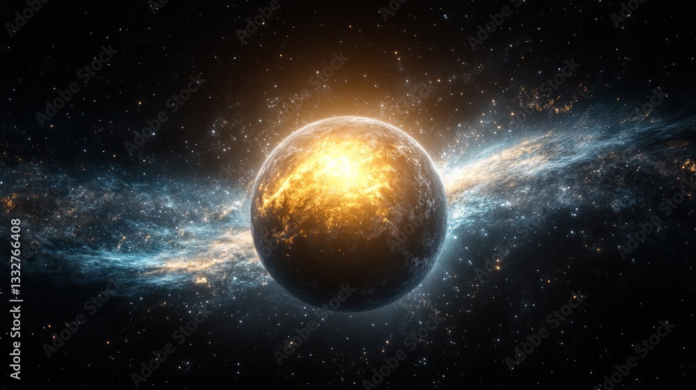 Obraz premium Cosmic Inferno: A Fiery Planet's Embrace