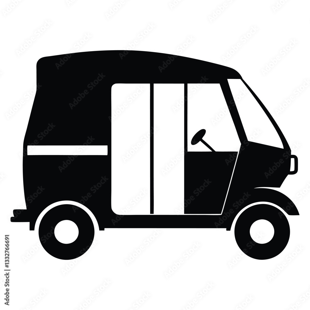 Fototapeta premium Tuk Tuk Silhouette Vector Art
