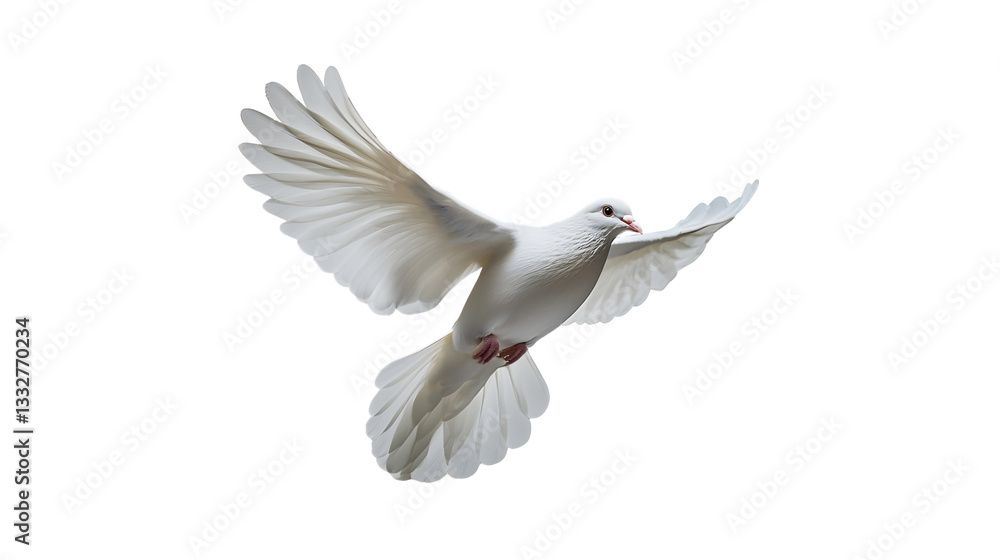 Fototapeta premium White dove isolated on white background.. Generative AI