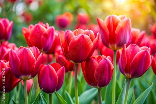 Pink tulips in the garden