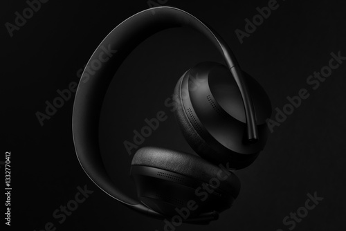 headphones on black background