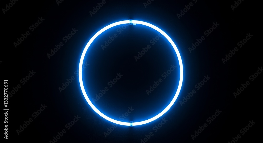 Glowing Neon Circle Frame - Bright blue neon circle on a black background. Perfect for backgrounds, logos, and design elements Glowing Neon Circle Frame - Bright blue neon circle on a black background. Perfect for backgrounds, logos, and design elements