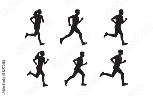 Wallpaper Mural  Running men and women, vector set Torontodigital.ca
