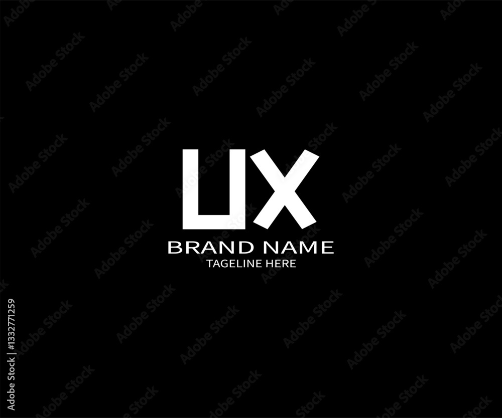 Obraz premium Bold UX Monogram Logo Design on Black Background for Stylish Brand Identity