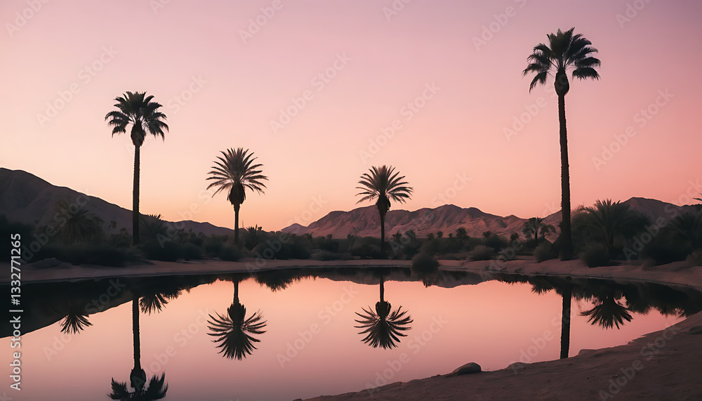 Obraz premium Desert Palm Trees at Sunset