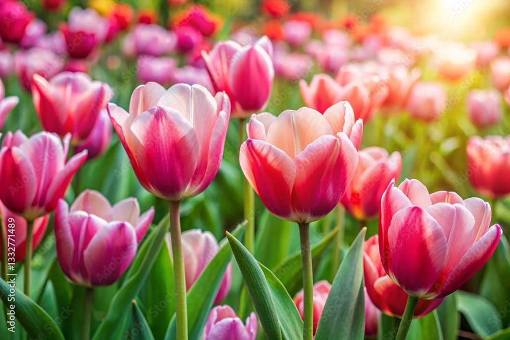 Pink tulips in the garden Pink tulips in the garden