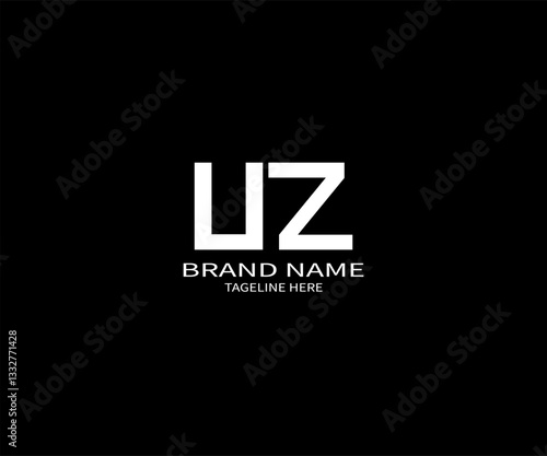 Bold UZ Letter Logo Design in Minimalist Style on Black Background