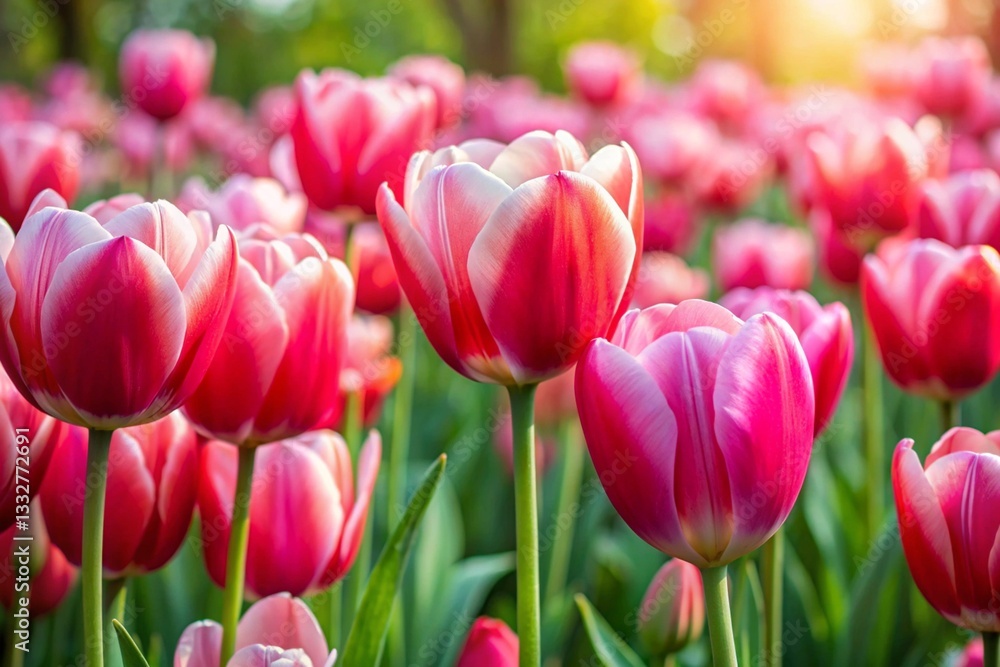 Fototapeta premium Pink tulips in the garden