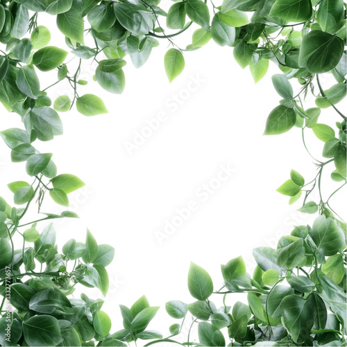 Wallpaper Mural Vibrant Green Leaves Frame Abstract Geometric Design Nature and Technology Blend Torontodigital.ca