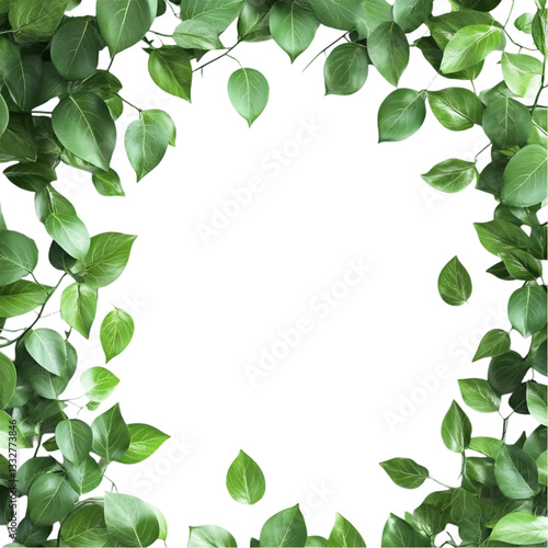 Wallpaper Mural Vibrant Green Leaves Frame Abstract Geometric Design Bold Colors Nature Meets Modern Art Torontodigital.ca