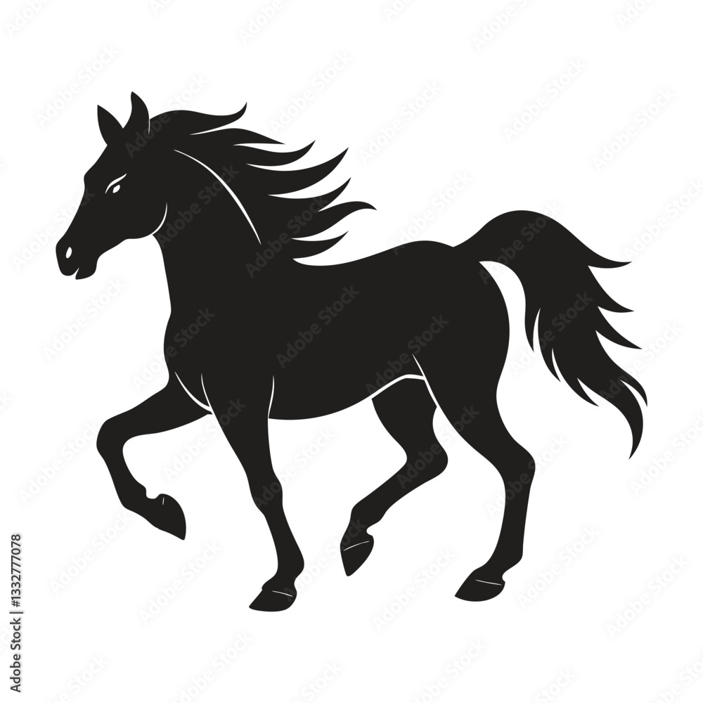 A silhouette of a running horse A silhouette of a running horse
